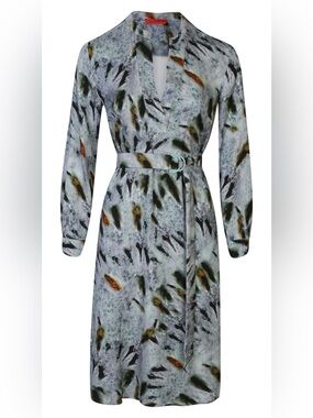 Max&Co Belted Long Sleeve Print Dress, size 8